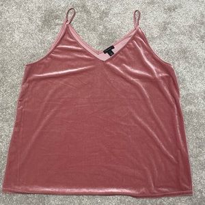 Halogen Stretchy Pink Velvet V-Neck Tank Top Blouse
